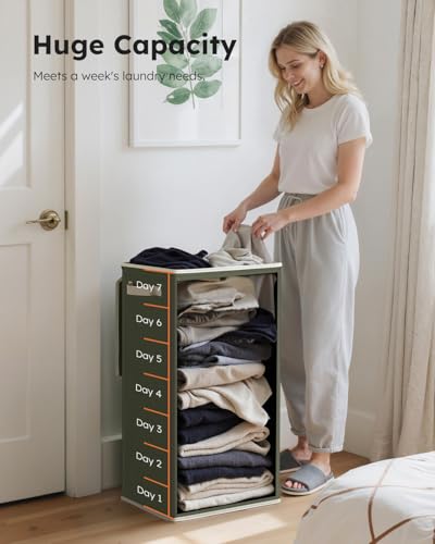 SOLEDI Laundry Hamper with Lid 100L Large & Tall Collapsible Laundry Basket, Clothes Hamper with Bag Removable Easy to Carry, Dirty Hampers for Bedroom, Bathroom, Dorm, College, Avocado - color: Avocado, size: 100L