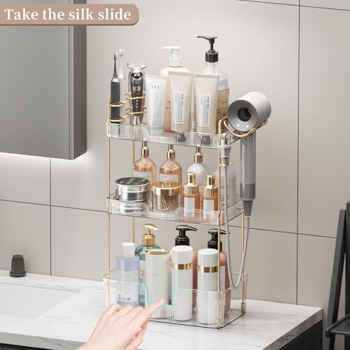 YCIA&DONE Luxury Bathroom Counter Organizer, Large Makeup Organizer Countertop, Shelf Organizer, Vanity Tray, Easily Assemble for Bathroom Organizers and Storage, Undersink, Cabinet, 3 Tiers Clear - color: Clear, size: 3 tiers