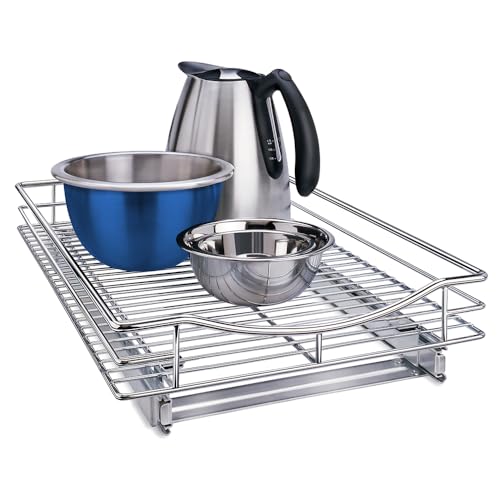LYNK PROFESSIONAL® Pull Out Cabinet Organizer, 14" x 21" Slide Out Cabinet Organizer Pull Out Drawer – Pull Out Shelves for Kitchen Cabinets – Under Sink Organizers - Lifetime Ltd. Warranty, Chrome - color: Chrome, size: 14" W x 21" D