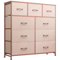 WLIVE 9-Drawer Dresser, Fabric Storage Tower for Bedroom, Hallway, Entryway, Closet, Tall Chest Organizer Unit with Fabric Bins, Steel Frame, Wood Top, Easy Pull Handle, Pink - color: Pink