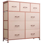 WLIVE 9-Drawer Dresser, Fabric Storage Tower for Bedroom, Hallway, Entryway, Closet, Tall Chest Organizer Unit with Fabric Bins, Steel Frame, Wood Top, Easy Pull Handle, Pink - color: Pink