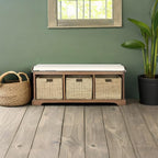 Safavieh American Homes Collection Lonan Grey and White Wicker Storage Bench - color: Brown