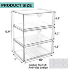 Prsildan Acrylic Makeup Organizer, 3 Pack Stackable Clear Storage Drawers for Baby Bottles Desk Organizers with 3 Drawers for Countertop Vanity Nursery Modular System for Cosmetics Jewelry - style: Style1-3Drawers