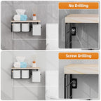 VITVITI Toilet Paper Holder with Shelf, Wall Mounted Toilet Paper Storage Basket, Wood Metal Toilet Roll and Wipes Holder for Bathroom Farmhouse (Natural) - color: Natural