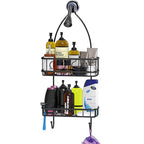 Simple Houseware Bathroom Hanging Shower Head Caddy Organizer, Black (24 x 10.2 x 4.25 inches) - color: Black, size: Medium