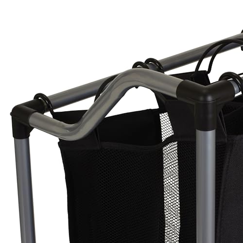 Household Essentials Triple Laundry Sorter with Wheels, Tapered Metal Frame, Removable Polyester Bags, Ventilated, Smooth Rolling Casters, Great for Sorting Laundry Large