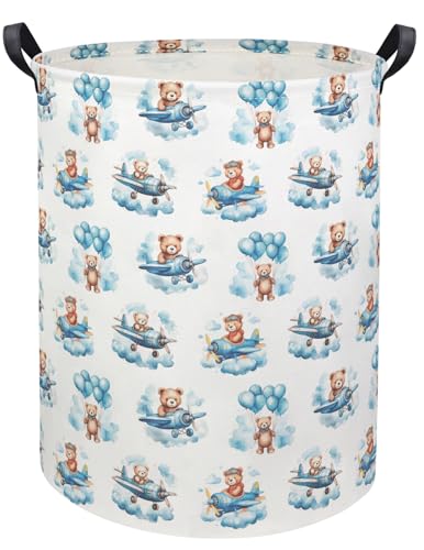 Baby Laundry Basket Baby Hamper for Nursery Girl Kids Butterfly Hamper Cute Kids Toys Storage Bin Organizer Butterfly Room Decor for Home(Bear Pilot) - color: Bear Pilot