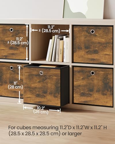 SONGMICS Storage Cubes, Set of 6 Storage Bins with Handles, Foldable Oxford Fabric and Non-Woven Fabric Storage Boxes, 10.2x10.2x11 Inches, Fit Cube Storage Unit, Rustic Brown URFB126B01 - color: Rustic Brown, size: 6 Pack (10.2"L x 10.2"W x 11"H)