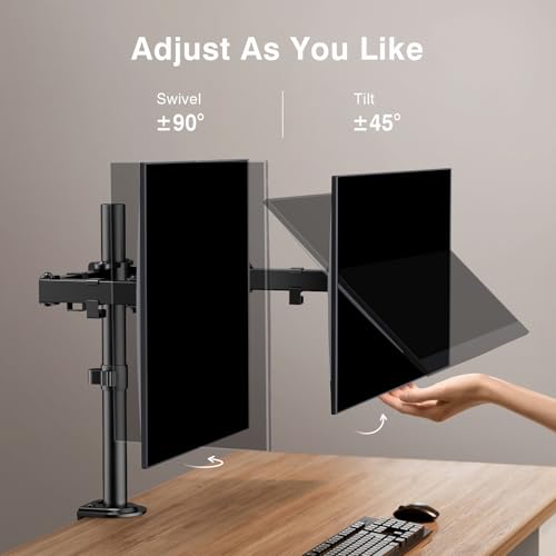ErGear Dual Monitor Stand, Heavy Duty Adjustable Monitor Desk Mount for 2 Screens up to 32 Inches, Fully Adjustable Height, Tilt, Swivel, Rotate, Supports 17.6 lbs per Monitor Arm, Easy Installation - color: Black, size: 13" - 32"
