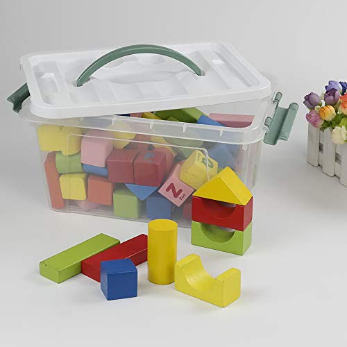 Saedy 6 Quart Clear Plastic Multipurpose Lidded Storage Container Box Bin with Handle, 2-Pack - color: Green
