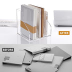 SANRUI Acrylic File Organizer, Clear Magazine File Holder with 3 Vertical Compartments, Desk Organizer for Home School Office Organization, Desk Bookshelf - size: A4, 3 Sections, 1 Pack
