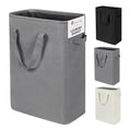 ZERO JET LAG Slim Laundry Hamper With Handles Collapsible Laundry Basket Thin Dirty Clothes Basket Narrow Laundry Bag Foldable Dirty Cloth Hamper 45L (24 inches,Grey) - color: Gray (With Handles)