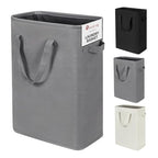 ZERO JET LAG Slim Laundry Hamper With Handles Collapsible Laundry Basket Thin Dirty Clothes Basket Narrow Laundry Bag Foldable Dirty Cloth Hamper 45L (24 inches,Grey) - color: Gray (With Handles)