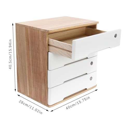 4-Tier Desk Organizer with Lockable Drawers, 8 Keys, Wooden Desktop Storage Box, Categorized Storage Desktop File Cabinet(Wood Color) - color: Wood Color-4 Tiers