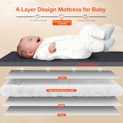ELEMARA 4 in 1 Baby Bassinet Bedside Crib with Diaper Changer, Mattress, 1-Second Set up Bedside Bassinet with 3 Adjustable Height, Portable Crib with Storage/Toy Bar/Zip Door - style: 4 in 1 Baby Bassinet