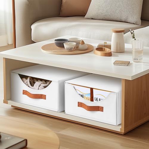 Homsorout Stackable Storage Drawers - Large Collapsible Storage Bins with Drawers, 8 Pack Closet Shelf Organizer Basket, Fabric Pull Out Organizer for Bedroom, Living Room, Dorm, White - color: White, size: 16 Inch. - 8 Pack