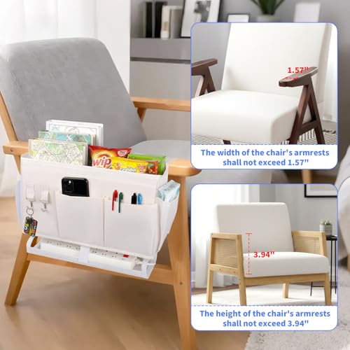 Bedside Caddy for Dorm Bed Bedside Organizer, Bedside Storage with 10 Pockets and Power Strip Holder, Multifunctional Bedside Pocket for Home, College, Dorm, Bunk/Hospital/Crib Bed (Beige) - color: Beige