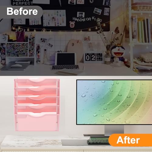 Kuntine.B Wall File Organizer Office Hanging Magazine Holder Wall File Organizer for Office Home (Pink, 5 Tier) - color: Pink, size: 5 Tier & No Hangers