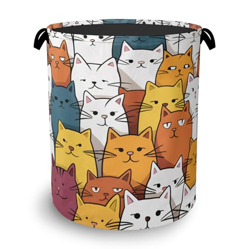 Funny Cat Laundry Basket,Foldable Oxford Cloth Tote Bag Laundry Hamper Clothes Storage Bucket Organizer for Bedroom Laundry Storage Dormitories 16" x 20.8" - color: Funny Cat