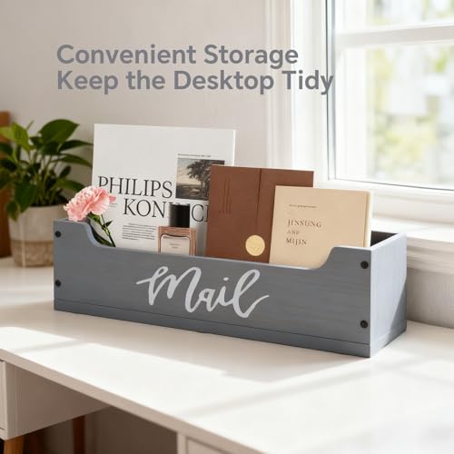 White Wooden Mail Organizer Countertop (Grey + White) - color: Grey + White