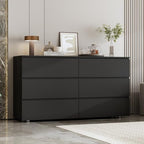 FAMAPY Chest of Drawers Dresser No Handles, 6 Drawer Dresser with Wide Storage, Modern Contemporary 6-Drawer Chest, for Bedroom Black (59”W x 15.7”D x 32.3”H) - color: Black