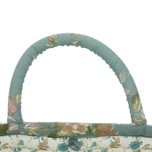 Fabric Baskets for Storage - Quilted Boho Floral Basket with Handles, Foldable Organizer for Home, Office, Clothes, Blankets, Books or Toys - 12'' x 10'' x 10''(Green) - color: Green