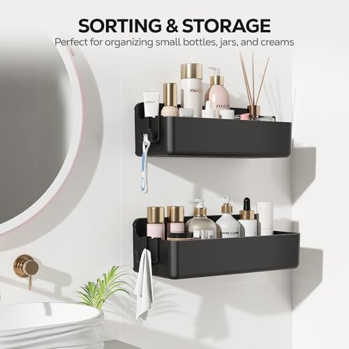 Nieifi Adhesive Wall Shelf, Shower Shelves, Shower Organizer for Bathroom Organization (Black, 2 pieces) - color: Black, size: 2 pieces