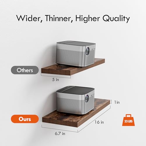 YUFLINX 16’’Rustic Brown Floating Shelves for Wall Set of 4,Rustic Wood Shelf for Room Decor/Storage/Display,Small Bookshelf,Wall Mounted Hanging Shelves for Bedroom, Bathroom, Living Room, Kitchen - color: Rustic Brwon, size: 16in