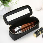 Aveniee Clear Makeup Brush Bag,Slim Cosmetic Brush Holder,Small Toiletry Bag Mini Travel Case for Women,Thin Make up Bags with Dual Zipper,Cute Travel Essentials Organizer,Black - color: Black, style: Slim Elegance