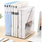 4 Pack Vertical File Holder Clear PET Desk Organizer and Storage Bins Holding for Magazines Binders Notebooks Envelopes File Organizer for Desk Multi-purpose Plastic Document Organizer Work Desktops