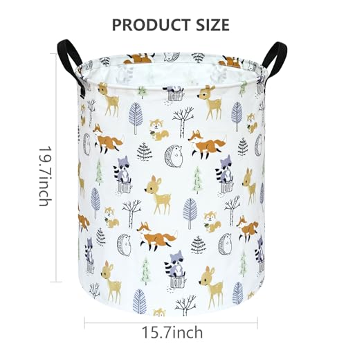 19.7 Inch Round Laundry Hamper Cute Animal Pattern Laundry Basket Fabric Storage Hamper Organization Bin, Toy Box,Gift Basket with Handles for Room - color: F-RT02548