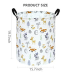 19.7 Inch Round Laundry Hamper Cute Animal Pattern Laundry Basket Fabric Storage Hamper Organization Bin, Toy Box,Gift Basket with Handles for Room - color: F-RT02548