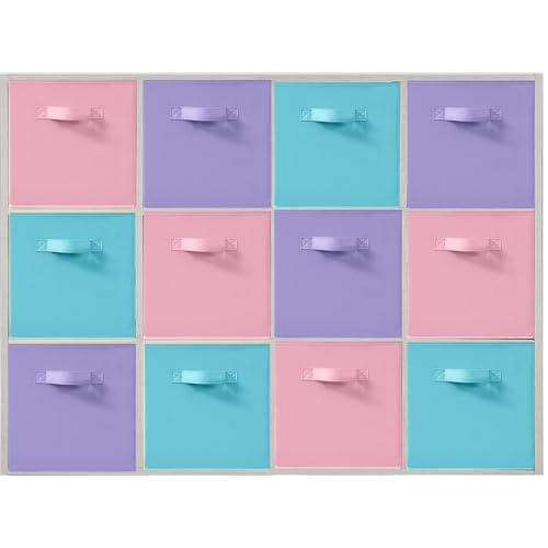 11x11 Inch Storage Bins Cubes, Fabric Foldable Storage Box, Collapsible Closet Organizer for Clothes, Blankets, Office, Bedroom, Living Room, Shelf Cabinet, Bookcase, Multi-Color, 12 Pack - color: Multi-Color, size: 12 PACK