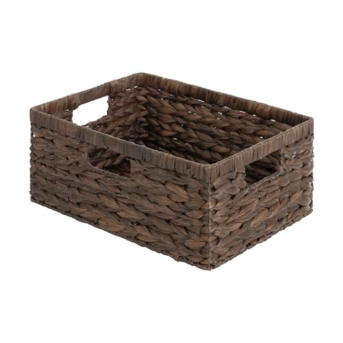 Storageworks Storage Baskets for Shelves, Wicker Shelf Baskets for Organizing, Large Basket with Handles, Storage Basket for Toy, Pantry Organizers, Water Hyacinth - color: Brown (Water Hyacinth), size: 15"L x 11"W x 6 ¾"H