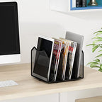 Simple Trending Mesh Desktop File Sorter Organizer, 5-Section Bookshelf for Desk Home Office, Black - style: 2BK-5 Section Black
