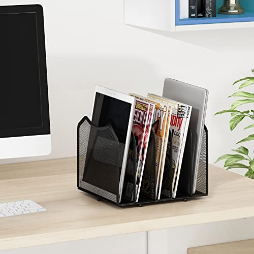 Simple Trending Mesh Desktop File Sorter Organizer, 5-Section Bookshelf for Desk Home Office, Black - style: 2BK-5 Section Black