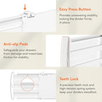 Lifewit 5" Tall 4 Pack Drawer Dividers, 30-47cm/11.5-18.5" Expandable Drawer Divider for Clothes, Adjustable Dresser Drawer Organizers, Drawers Separators for Dresser/Bathroom/Closet/Kitchen White - size: 5"H, 11.5-18.5"L