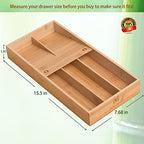 guiogc Bamboo Silverware Organizer, Kitchen Silverware Drawer Organizer, Utensil Tray Holder, Cutlery Tray for Spoons, Forks, Knives - size: Double Layer-Medium