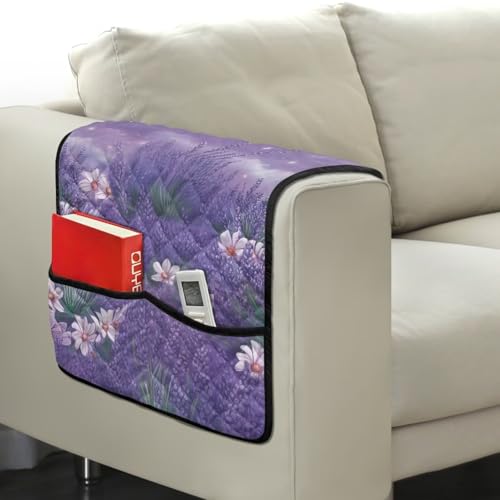 Lavender Daisy Glitter Print Arm Rest Cover for Sofa Dustproof Arm Covers for Recliner, Chair Anti-Scratch Couch Arm Cover for Pet Dog Cats Easy to Install - color: Lavender Daisy Glitter