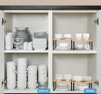 NEX Kitchen Cabinet and Counter Shelf Organizer, Stackable & Expandable, Black and Natural - color: Black + Natural Beige, size: 11.7''W