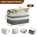 75L Large Blanket Basket, 22"x17"x12"Rectangle Cotton Rope Woven Storage Basket with Handles, Laundry Hamper for Living Room, Nursery, Bedroom - Chemical-Free, Kid & Pet Safe - Sage Green - color: Sage Green/White