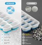 DOQAUS Ice Cube Tray with Lid and Bin - 4 Pack Silicone Ice Cube Trays for Freezer, Stackable Ice Bucket Kits with Storage Container & Scoop for Kitchen, RV, Cocktail, Coffee - color: Blue