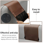 Anti-slip Sofa Armrest Bag with 5 Pockets Leather Remote Control Holder Organizer for Tablet Magazine Newspaper Glasses Earphone