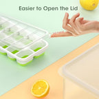 DOQAUS Ice Cube Tray with Lid and Bin - 4 Pack Silicone Ice Cube Trays for Freezer, Stackable Ice Bucket Kits with Storage Container & Scoop for Kitchen, RV, Cocktail, Coffee - color: Green