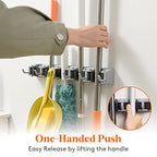 Lifewit Mop and Broom Holder Wall Mount, Anti-Slip Broom Hanger for Cleaning Supplies Organizer, Easy Install Tool Hanging Rack for Closet, Kitchen, Garage, 5 Slot 6 Hooks, Hold 30lbs, Gray, 1 Pack - color: Gray