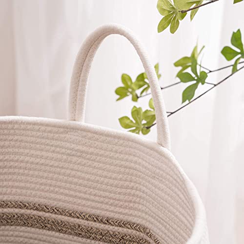 Cotton Rope Laundry Hamper by YOUDENOVA, 105L - Woven Collapsible Laundry Basket - Clothes Storage Basket for Blankets organizing, Bedroom Storage, Clothes Hamper – Brown - color: Brown