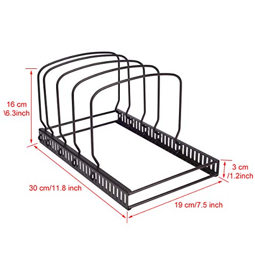 Toplife 10+ Bakeware Organizer Rack for Kitchen Bakeware, Cookware, Dinnerware, Cutting Boards, Plates, Pot and Pan Lids (Brown) - color: Brown, size: Bakeware Organizer