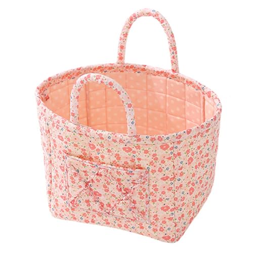 Floral Fabric Storage Basket Car Interior Storage Basket Underwear Sundries Laundry Baskets Supplies Home Organizer Bag (Cute floral) - color: Cute floral