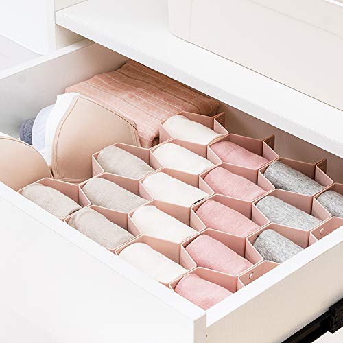 Poeland Drawer Divider Organizer Adjustable DIY Grid Honeycomb Drawer Divider for Underwear Belt Scarf Socks Pink 2 Pack - color: Pink(2pack)