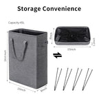 ZERO JET LAG Slim Laundry Hamper With Handles Collapsible Laundry Basket Thin Dirty Clothes Basket Narrow Laundry Bag Foldable Dirty Cloth Hamper 45L (24 inches,Dark Grey) - color: Dark Gray- With Handles